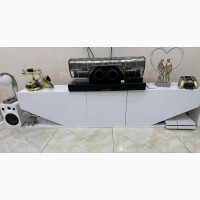 Glossy White Boat Shape Tv Stand Only