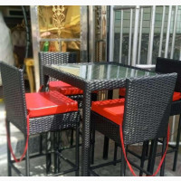 Higher Quality Rattan Bar Chairs and Table Set