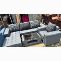 Luxury L Shaped Sofa Set with Single and Center Table Glass - Home Interiors