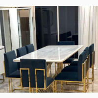 6-Seater Marble Top Dining Table Set by Home Interiors