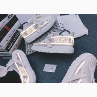 White Reflective CHRISTIAN Dior ID Calfskin Sneakers