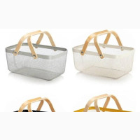 Metal Mesh Basket With Bamboo Hand