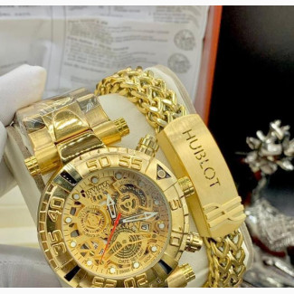 A Non Tarnish Hublot Chain Watch and Perfect Bracelet