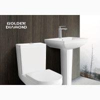 Big Golden Diamond Wc With Basin and Pedestal