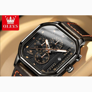 Olevs Chronographic Leather Watch