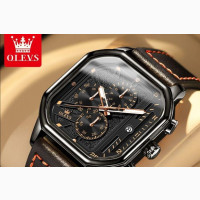 Olevs Chronographic Leather Watch