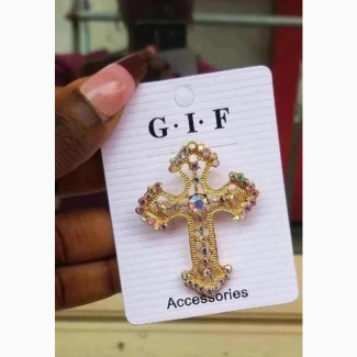 Gold Cross Brooch Lapel