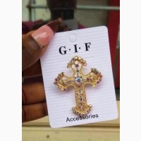 Gold Cross Brooch Lapel