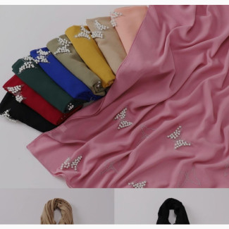 Beaded Butterfly Wrinkle Chiffon Scarf/Scarves