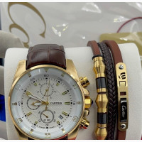Cartier Quality Men Leather Strap Wrist Watches Bracelets