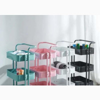 3-Tier Carbon Steel Trolley: Storage Shelf With Wheels