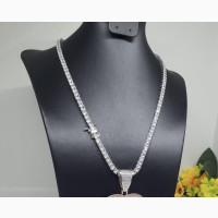 Iced Out Tennis Chain With Lips Pendant