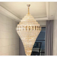 Luxury Duplex Chandelier Crystal Hall Spiral Staircase Light