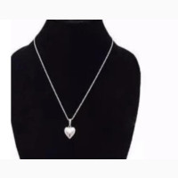 Silver Steel Chain Necklace with Love Pendant