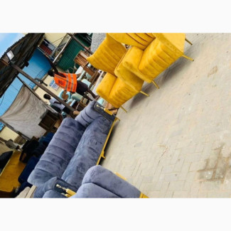 Quality Gray and Yellow Fabric Sofa