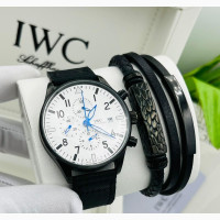 Iwc Schaffhausen Quality Men Leather Wristwatch Bracelets