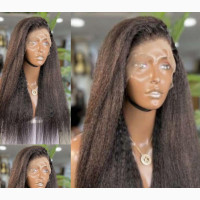 18 Full Frontal Yaki Straight Human Hair Wig
