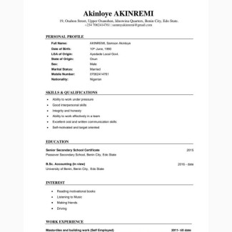 P.A, Sales / General Management CV