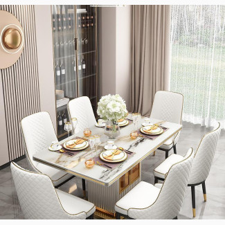 High Quality 6 Seater Dining Table with Marble Top - Brand New