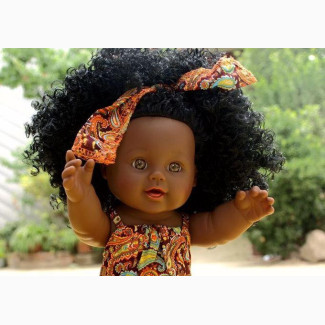 Cute Baby Doll 30cm African Vinyl Baby Doll Curly Hair Toys