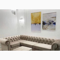 Indian Leather L Shaped Ash Sofa