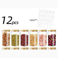 Brand New 12-Piece Glass Canister Set with Bamboo Lid