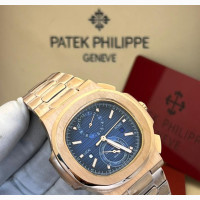 PATEK PHILIPPE Automatic Engine Blue Face Chain Wrist Watche