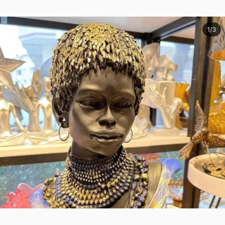 African Tribe Warrior Woman Sculpture