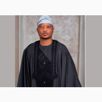 Black Agbada With Silver Cap for Men