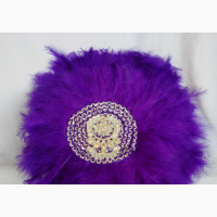 Purple Round Feathers Bridal Handfan