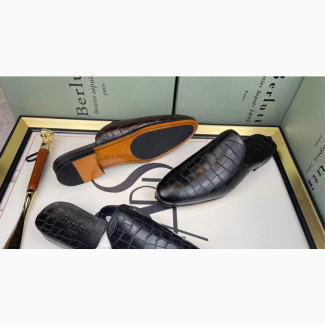 Black and Brown Leather Half Shoes