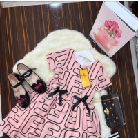 Fendi Pink Cotton Dress with Bow Details