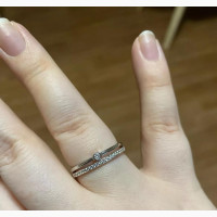 Round Shape Double Layer Sterling Silver Engagement Ring