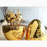24-Piece Luxury Egg Shape Cutlery Set (Golden)