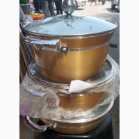 Non Stick Gold Pot - 3pcs Set - Gas Oven - Brand New