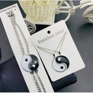 Stylish Ying Yang Bracelet and Necklace for Sale