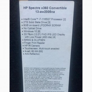 New Laptop HP Spectre X360 13 8GB Intel Core I7 SSD 2T