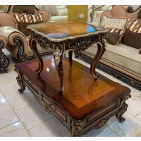 Wood Center Table and Two Side Stools