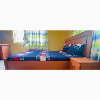 Standard 6 by 6 Bed Frame, Mattress, Bedside and Dresser