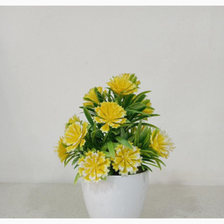 Yellow Artificial Plant in White Vase - Perfect for Your Home Decor