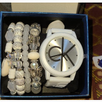 Wristwatch and Beaded Bracelets Combo