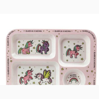 50pcs)Of 5 Compartments Kiddies Colourful Unbreakable Plate