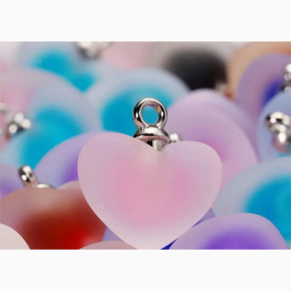 Resin Frosted Multicolor Heart Charms for Jewelry Making
