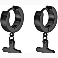 Men#039;s Hoop and Cross Earrings