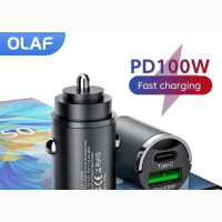Olaf Mini 100W PD QC Pull Ring Fast Charging Car Charger USB