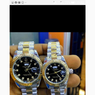 Rolex Couples Black Face Wrist Watch - Gold and Silver