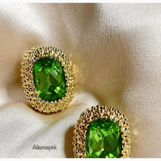 Original Viennois Earrings With Green Rhinestone