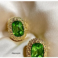 Original Viennois Earrings With Green Rhinestone
