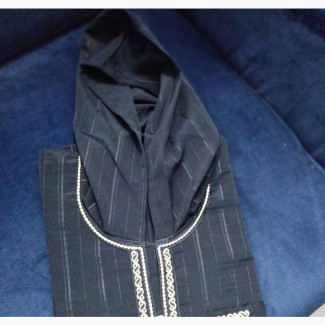 Trendy Black Jalabia With Cap Unisex