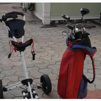 Dunlop Golf Bag, Clubs, and 4-Wheel Trolley for Sale